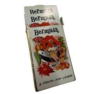 Vintage Delta Air Lines Bermuda Playing Cards Double Deck Souvenir Travel Set